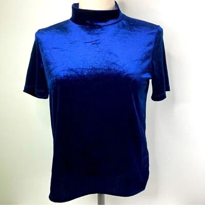 $19.99 • Buy Zara Velvet Short Sleeve Top Size Medium Mock Neck Stretch Y2K 90s Style