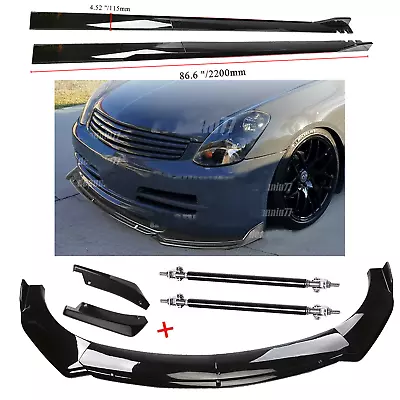 Front Bumper Lip Spoiler Diffuser Side Skirt Splitter Rear For Infiniti G35 G37 • $99.99