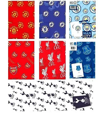 Official FOOTBALL Gift Wrap Wrapping Paper Premiership Club - Choose Your Amount • £4.45