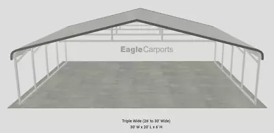 30x20x6' Triple-Wide Carport FREE DELIVERY! Available Nation-wide (Prices Vary) • $2695