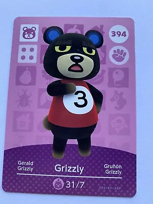 394 GRIZZLY Animal Crossing Amiibo Card #394 Authentic ACNH • $5.20