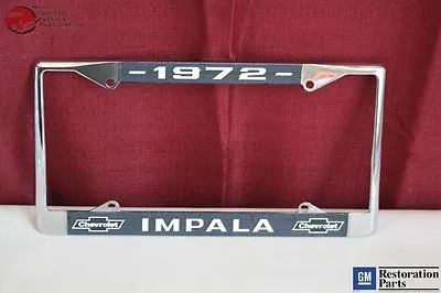$18.23 • Buy 1972 Chevy Impala GM Licensed Front Rear License Plate Holder Retainer Frame