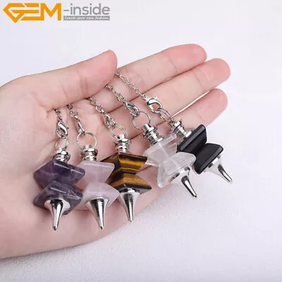 £4.78 • Buy 7 Chakra Agate Amethyst Merkaba Pendulum Reiki Healing Pendant Dowsing 1 Piece