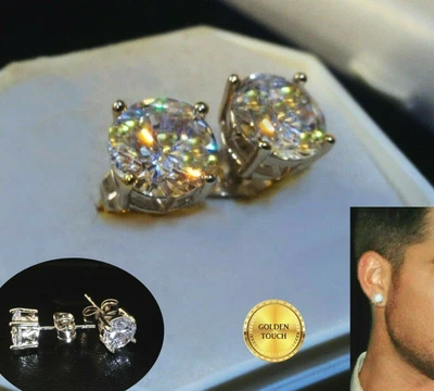 £18.99 • Buy Men's Statement 9mm Simulated Diamond 18K White Gold Filled Stud Earrings, BOXED