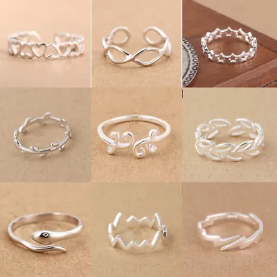 Genuine Solid 925 Sterling Silver Adjustable Open Band Index/Midi Ring Finger • $9.49