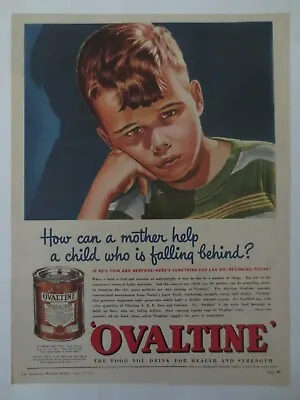 Vintage Australian Advertising 1950 Ad OVALTINE TONIC FOOD DRINK Young Boy Art  • $16.95