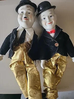 Vintage Large Laurel & Hardy Porcelain Doll Figures Rare Collectible • £62.67