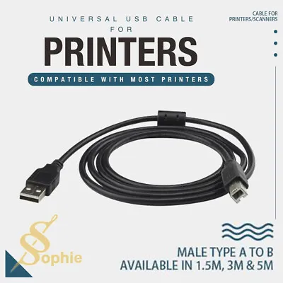 $6.39 • Buy Universal USB Cable For Printer Brother HP Epson Canon Xerox Male Type A To B