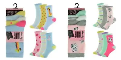 £2.95 • Buy New Girls Unicorn Giraffe Flamingo 3 Pairs Of Ankle Socks 9-12-3-4-6 Shoe Size
