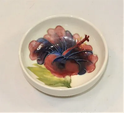 MOORCROFT Pottery Mini Hibiscus Bowl 3 1/4 Inch With Label Miniature Vintage • $40.95