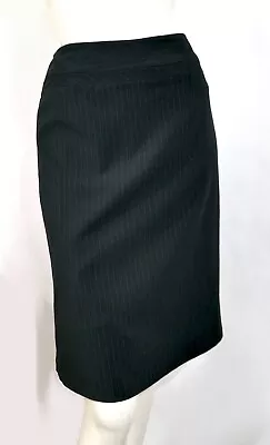 ECI New York Subtle Pinstripe Black White Stretch Pencil Skirt Dillards Sz 6 NWT • $14.99