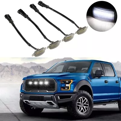 4X 12LED Grille Grill Lights Smoked White For Ford F150 Raptor Style Pickup SUV • $20.99