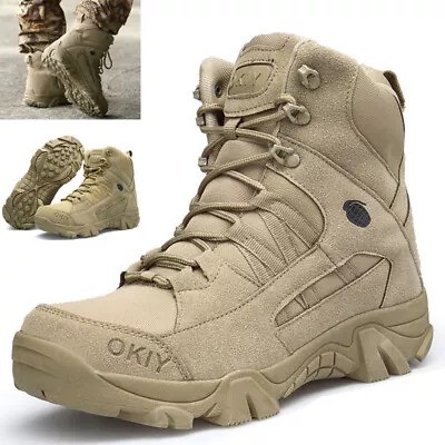 Military Boots Tactical Men's Side-Zip Combat Army Shoes Hiking Work Duty Boots • $54.69