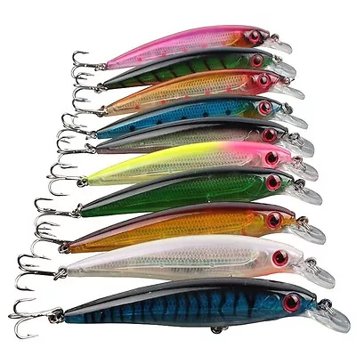 $21.50 • Buy **FREE SHIPPING** 10x Fishing Lures Barra 11cm Long Flash Minnow Mackerel Jack 