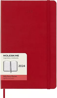 Moleskine Daily Agenda 12 Months 2024 Agenda 2024 Size Large 13x21 Hard Cover • $30.68