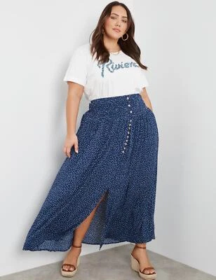 $24.13 • Buy Beme Shirred Waist Button Detail Maxi Woven Skirt Womens Plus Size Clothing