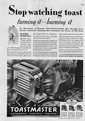 1929 Toastmaster Toaster Vintage Print Ad Ideal Gift June Brides Automatic  • $11.24