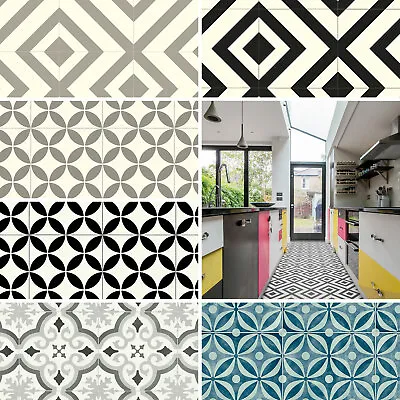 £44.99 • Buy Vinyl Flooring Victorian Tile Lino Sheet Pattern Retro £10.99m² Bathroom Kitchen