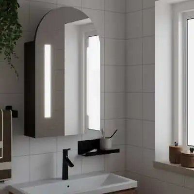 Bathroom Mirror Cabinet With LED Light Arched Grey 42x13x70 Cm VidaXL • £100.99