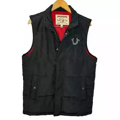 True Religion Vest  Black Guard Puffer Full Zip High Neck Mens Medium  • $59