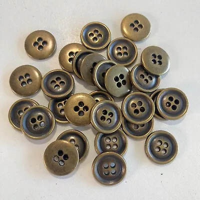 New Antique Brass Finish Metal Buttons 4 Hole 15mm • $2.95