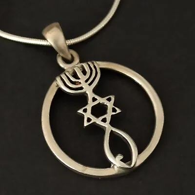 Messianic Vintage Silver Necklace Menorah Star David Ichthus Men Women 925 Gift • $55