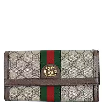 GUCCI Ophidia GG Continental Supreme Canvas Wallet Beige 523153 • $679.50