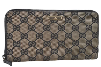 $1.04 • Buy Authentic GUCCI Long Wallet Purse GG Canvas Leather Black 7348D