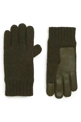 NWT New Men's UGG AUSTRALIA Leather Palm Knit Touchscreen Gloves Spruce Large XL • $51.95