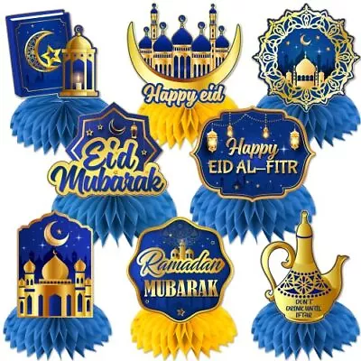 8 Pcs Eid Decorations Honeycomb Centerpieces Eid Mubarak Decorations For Tab... • $13.23