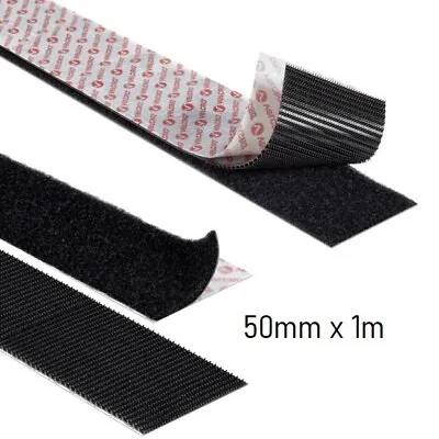 VELCRO® Brand Heavy Duty Stick On ULTRA-MATE® Self Adhesive Tape 50mm X 1m Black • £9.69