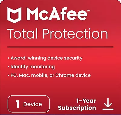 McAfee Total Protection 2024 - 1 PC 1 Year GLOBAL Key - No CD • $9.95