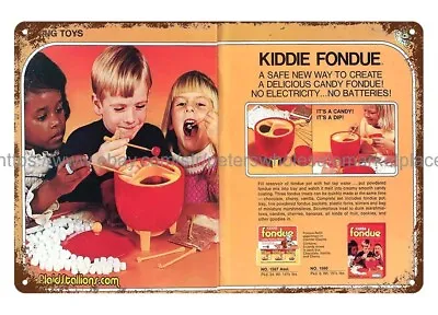 1970s Kiddie Fondue Metal Tin Sign Household Decorative Items • $15.85
