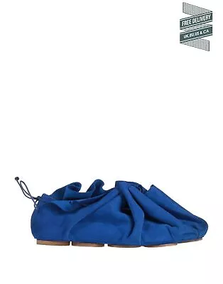 RRP €515 MARSELL Leather Ballerina Shoes US6 UK3 EU36 Blue Ruched Made In Italy • £99.99