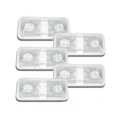 5 X RV LED 12v Ceiling Fixture Double Dome Light For Camper Trailer RV Marine • $36.99
