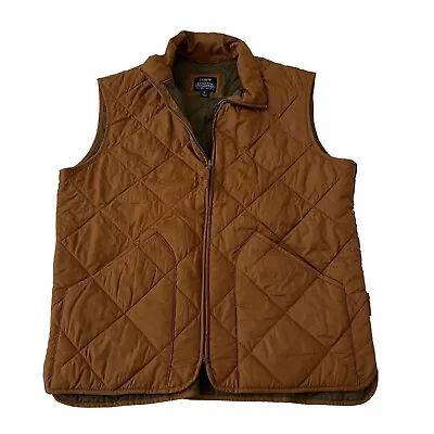 J Crew Authentic Outerwear Quilted Walker Vest Size Medium Brown Zip Up Casual • $24.95