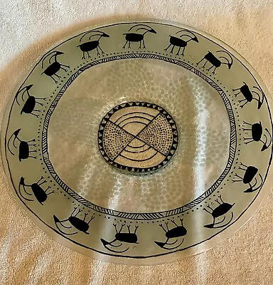 Nahariya Glass African Goat Charger Platter 15  Textured Bottom Israel • $55