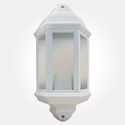 60W Half Lantern IP44 Traditional Decorative White Porch Light Frosted Panel • £25