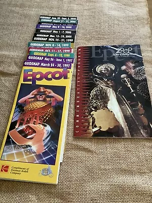 Vintage Disney Epcot (12) Guidemaps~1997-2000 & 2000 EPCOT Commemorative Program • $60