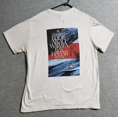 Quicksilver Men T-shirt XL White Eddie Aikau Waimea Bay Hawaii Graphic Rare • $50