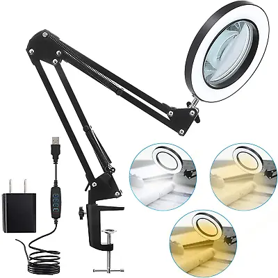 $43.89 • Buy LED Magnifying Lamp With Clamp, 10X Real Glass Lens, 3 Color Modes And Stepless