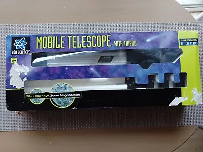 Edu-Science Mobile Telescope With Tripod 20x 30x 40x Zoom Magnification • £5