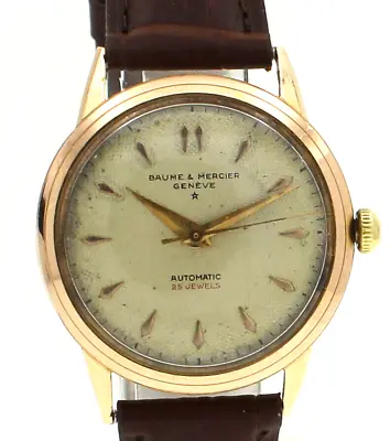 Vintage Baume & Mercier 18K Rose Gold Automatic Antimagnetic 33mm Watch Ref 3119 • $1998