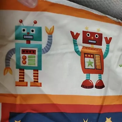 Sewing Fabric Makower Robot Space Aliens Border Baby Quilt 26x45  100% Cotton • $8.61