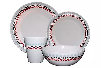 16-Piece Melamine Dinner Set Plates Bowl Mugs Family Picnic Outdoor Dining For 4 • £49.95