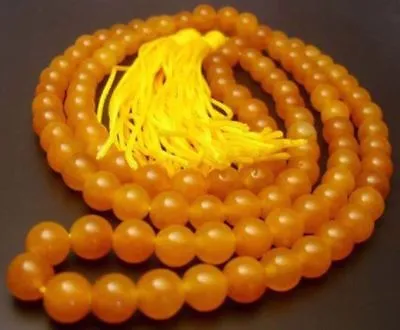 £9.59 • Buy 8MM 108 Dark Yellow Jade Prayer Beads Tibet Buddhist Necklace Mala Meditation