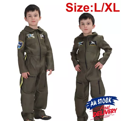 Air Force Kids Fancy Aviator Pilot Uniform Boys Costume Dress Outfit Jet Fighter • $28.95