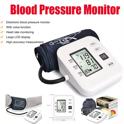 Digital Voice Automatic Blood Pressure Monitor Meter Upper Arm BP Machine • $22.89