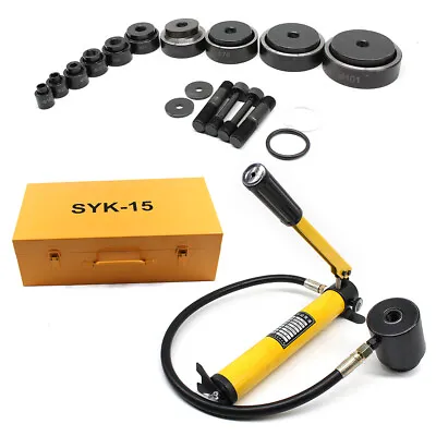 15 Ton Hydraulic Knockout Punch Hole Driver Kit Complete Tool Set With 10 Dies • £156.60