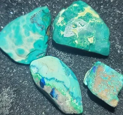 4 Piece Lot 17 Grams Blue GEM SILICA CHRYSOCOLLA ROUGH SPECIMENS  Druzy Cabs • $44.79